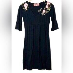 Johnny Was L.A. Black Embroidered Midi Dress
